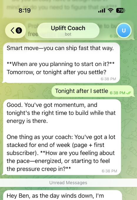 CBT coaching conversation with AI life coach